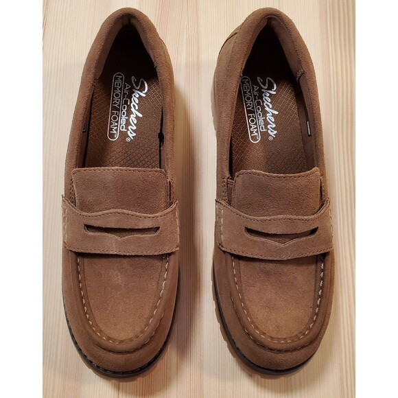 Skechers Shoes - Skechers Womens 9 Cypress Chic Surge Brown Tan Beige Suede Penny Loafers